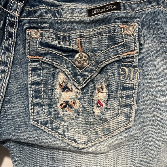 Miss Me Distressed Blue Denim Jean Shorts - Picture 6 of 7